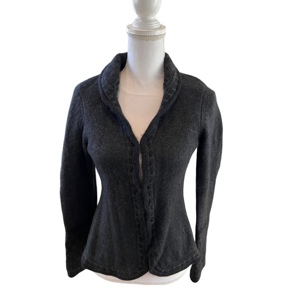 Mariele Waithe Cashmere Cardigan Sweater Charcoal Gray *Repair M